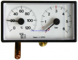 Termomanometr 0-120°C, 6 bar, kapilára 1 m, 42x78 mm