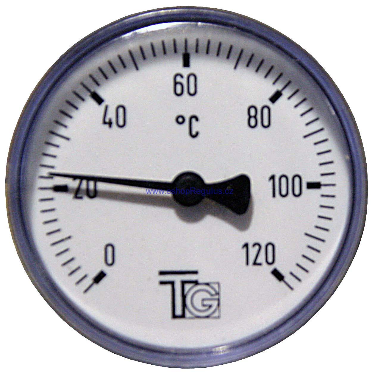 Teploměr d=63 s jímkou l= 40 1/2“, zadní, 0-120°C