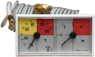 Termomanometr 0-120°C, 4 bar, kapilára 1 m, 42x78 mm